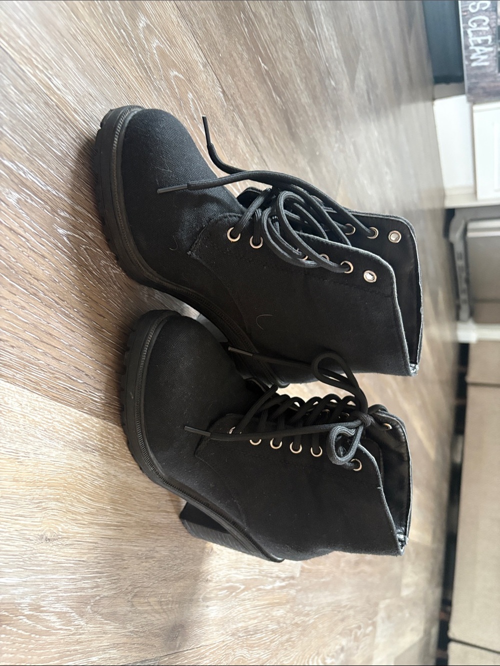 Black Lace-Up Ankle Boots